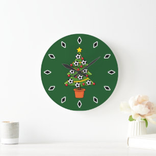 Grande Horloge Ronde Football Football Arbre de Noël