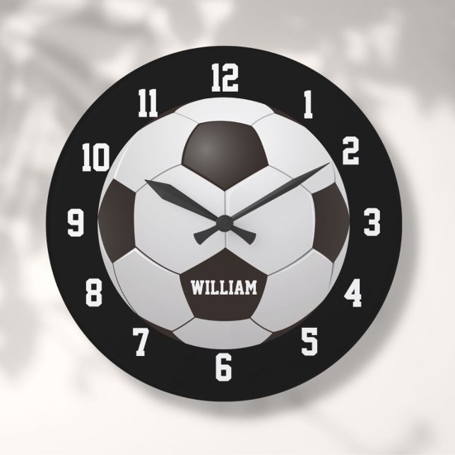 Grande Horloge Ronde Football Football Nom personnalisé (Créateur téléchargé)