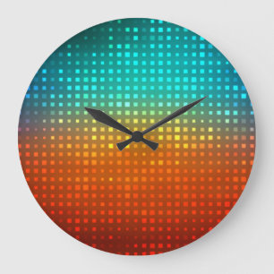 Grande Horloge Ronde football multicolore Abstrait, lumières artistique