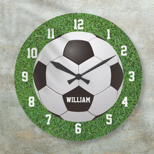 Grande Horloge Ronde Football personnalisé avec nom
