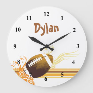 Grande Horloge Ronde Football Sports Ball Jeu Nom personnalisé