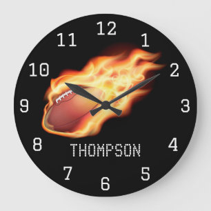 Grande Horloge Ronde Football thème personnalisé ajouter nom