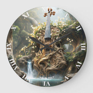 Grande Horloge Ronde Forêt de violon géant Imaginaire mignon