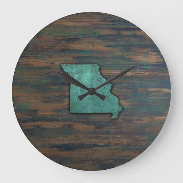Grande Horloge Ronde Forme d'état du Missouri Turquoise (Recto)