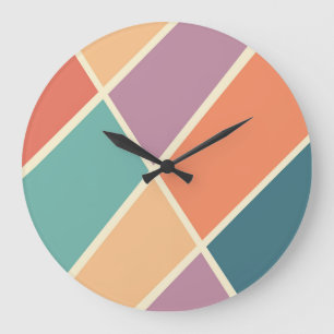 Grande Horloge Ronde Formes géométriques abstraites colorées
