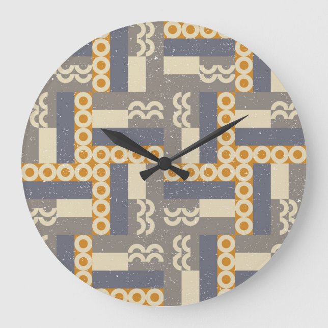 Grande Horloge Ronde Formes géométriques rétro, motif moderne (Recto)