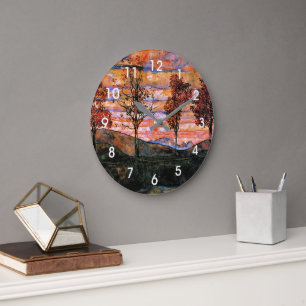 Grande Horloge Ronde Four Trees, art d'Egon Schiele,