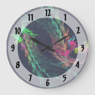 Grande Horloge Ronde Fractal - Dragon ailé