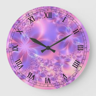 Grande Horloge Ronde Fractal Flower Round Roman Clock