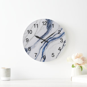 Grande Horloge Ronde Fractale de brouillard vert bleu foncé abstrait