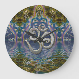 Grande Horloge Ronde Fractale du Chakra Spirituel Om 