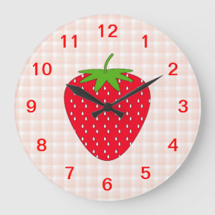 Grande Horloge Ronde Fraise rouge sur le contrôle de guingan