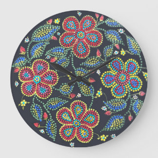 Grande Horloge Ronde Fraises et Roses Métis Floral