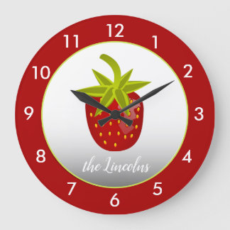 Grande Horloge Ronde Framboise rouge personnalisée