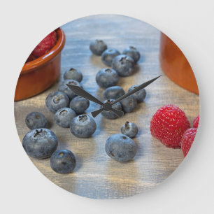 Grande Horloge Ronde Framboises et bleuets