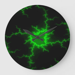 Grande Horloge Ronde Frappes de foudre vert étranger en Pitch noir