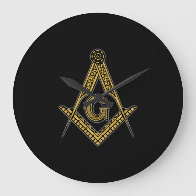Grande Horloge Ronde Freemason (noir et or) (Recto)