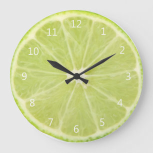 Grande Horloge Ronde Fruit de citron vert tranche fraîche