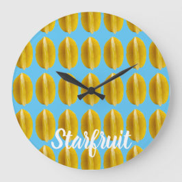 Grande Horloge Ronde Fruit Motif de carambola de Starfruit pour le végé