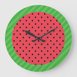 Grande Horloge Ronde Fruits d'été de pastèque rose noir vert