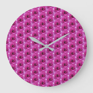 Grande Horloge Ronde Fuchsia Ranunculus - Design Floral moderne