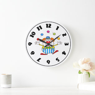 Grande Horloge Ronde Fun Circus Clown Jongler des balles