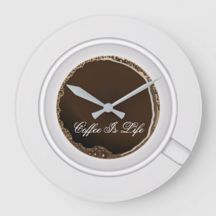 Grande Horloge Ronde Fun Coffee Thème Cuisine Horaires