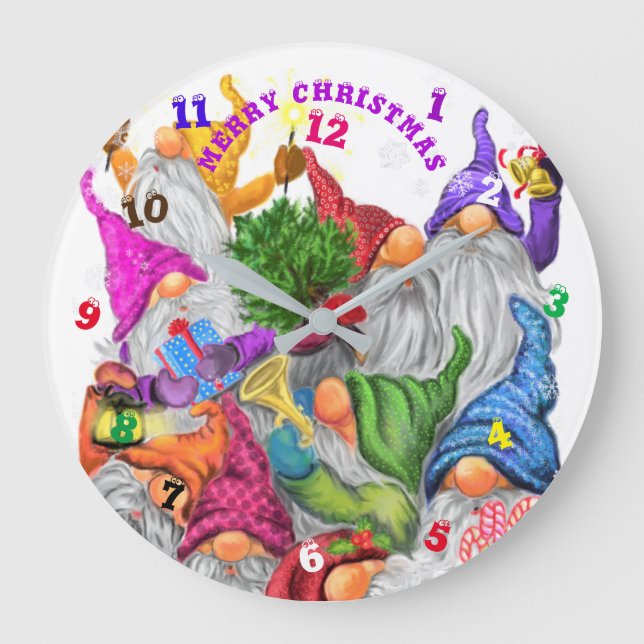 Grande Horloge Ronde Fun du drawing de Merry Christmas (Recto)
