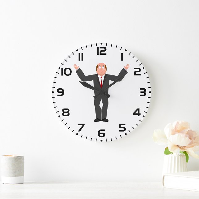 Grande Horloge Ronde Funky Bald Homme d'affaires hurlant humoristique (Créateur téléchargé)