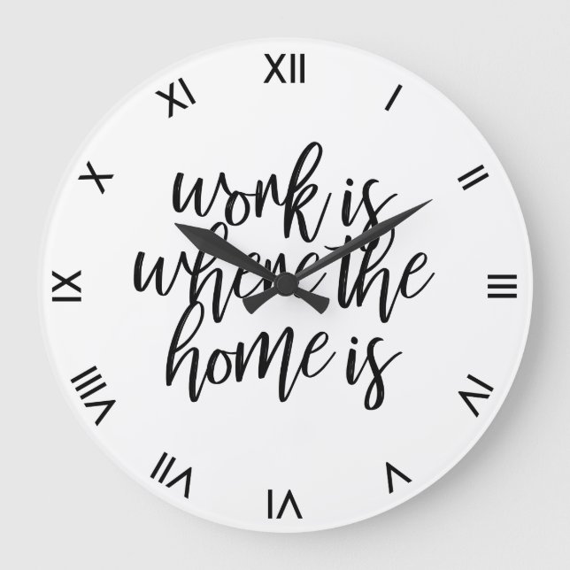 Grande Horloge Ronde Funky Home Office Cute Quote Script de brosse (Recto)