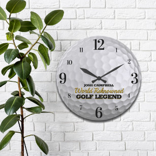 Grande Horloge Ronde Funny Golf Legend Golf Ball Personnalisé