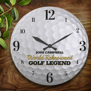 Grande Horloge Ronde Funny Golf Legend Golf Ball Personnalisé