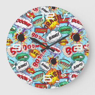 Grande Horloge Ronde Funny Motif de bande dessinée