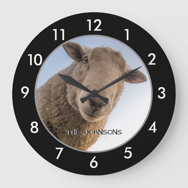Grande Horloge Ronde Funny Sheep custom large clock (Recto)