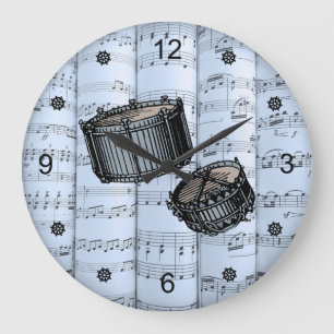 Grande Horloge Ronde Fûts Snare ~ Partition roulée ~ Tint Bleu Retour