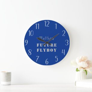 Grande Horloge Ronde Futur Aviateur Personnalisé Militaire