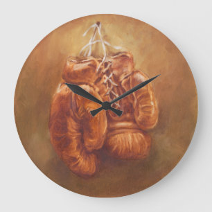 Grande Horloge Ronde Gant de boxe rustique des sports  