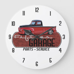 Grande Horloge Ronde Garage d'années '50 avec le camion