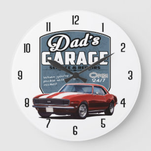 Grande Horloge Ronde Garage de Camaro du papa