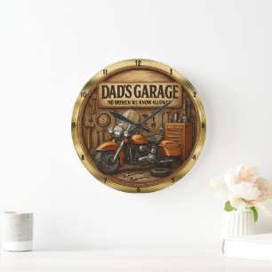 Grande Horloge Ronde Garage de papa Pas de femmes autorisées