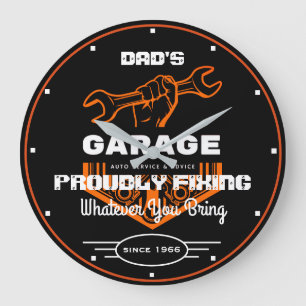 Grande Horloge Ronde Garage Papa ou n'importe quel autre nom Réparer f