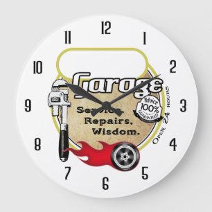 Grande Horloge Ronde Garage personnalisé