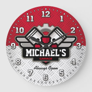Grande Horloge Ronde Garage Tools Man Cave Personalizable