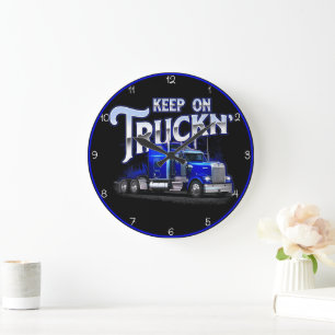 Grande Horloge Ronde Garder Sur La Planche Bleue Du Truckin