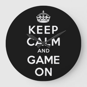 Grande Horloge Ronde Gardez le calme et le jeu allumés