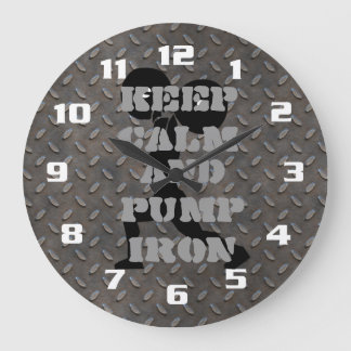 Grande Horloge Ronde Gardez le calme et pommeau de FITNESS GYM ET DE L'