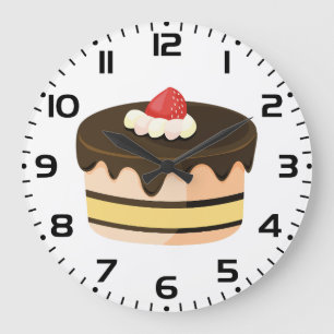 Grande Horloge Ronde Gâteau au Chocolat avec Coulis et Fraise