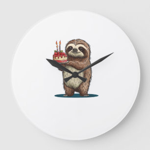 Grande Horloge Ronde Gâteau d'anniversaire drôle avec costume de paress