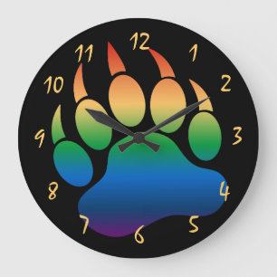 Grande Horloge Ronde Gay Bear Pride Noir