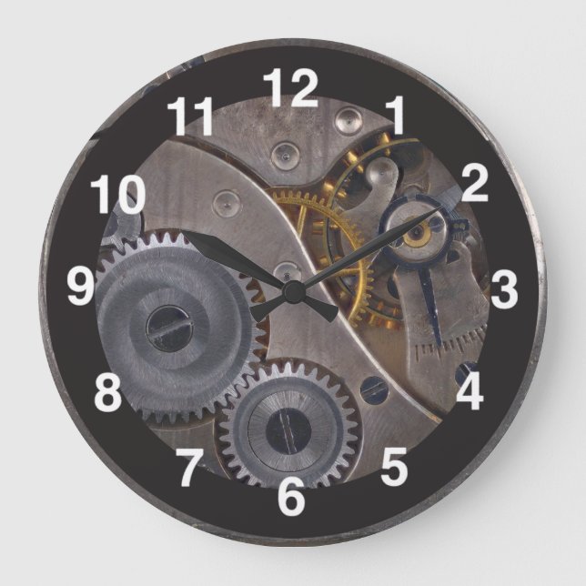 Grande Horloge Ronde Gears Steampunk 🕰️ Anniversaire spécial argent (Recto)